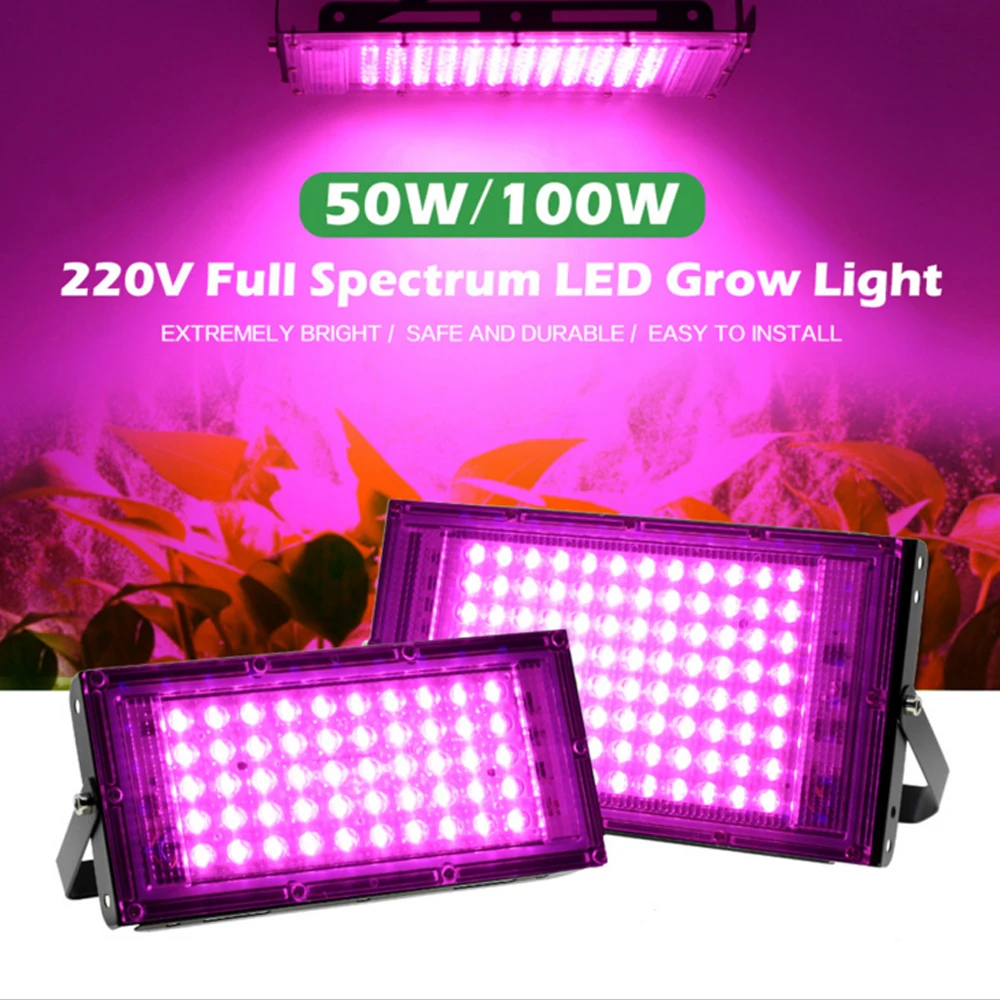 

50W 100W LED Grow Light AC 220V LED Full Spectrum Phyto Lamp Greenhouse Hydroponic Plant Growth Lighting Floodlights