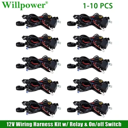 Auto 12V LED Work Light Bar Wiring Harness Kit Fog Lamp 40A Relay Fuse Wire On/off Switch 4x4 Truck Car Light Switch Cable
