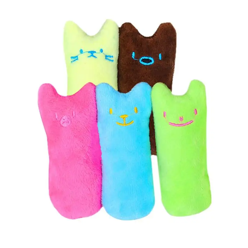 Cute Interactive Plush Cat Toy Pet Kitten Chewing Teeth Grinding Catnip Claws Thumb Bite Cat Mint Game Playing Pillow Scratcher