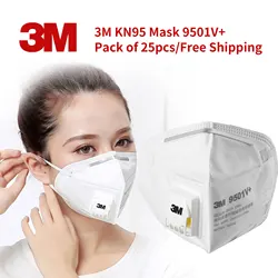 3m 9501v + máscara kn95 respirador dobrável descartável com válvula respirável anti-haze máscaras protetoras autêntico 3m máscara veneno