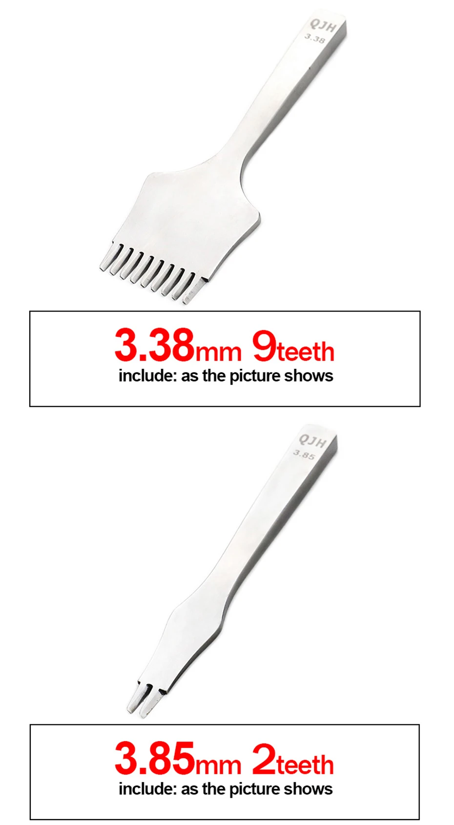 2.7/3.0/3.38mm Leder Handwerk schräg flach Diamant Stechen Eisen Set-2/3,85 Zinken Diamant Meißel hand gefertigte Bastel bedarf – Detail 13