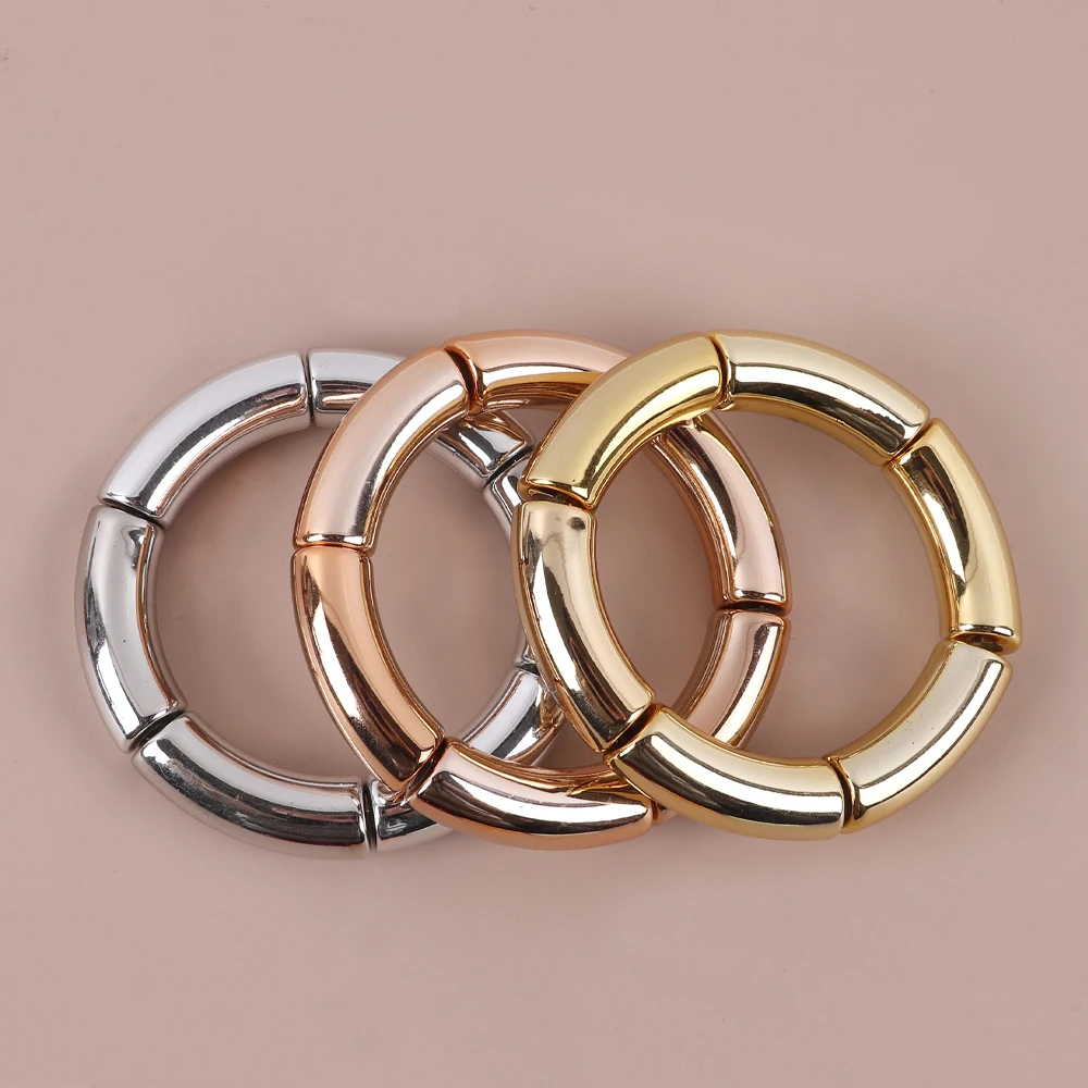 Trendy Resin Geometric Beaded Bracelets on Hand Acrylic Bamboo Tube Bangles Bracelets For Women Fashion Jewelry Valentines Gift