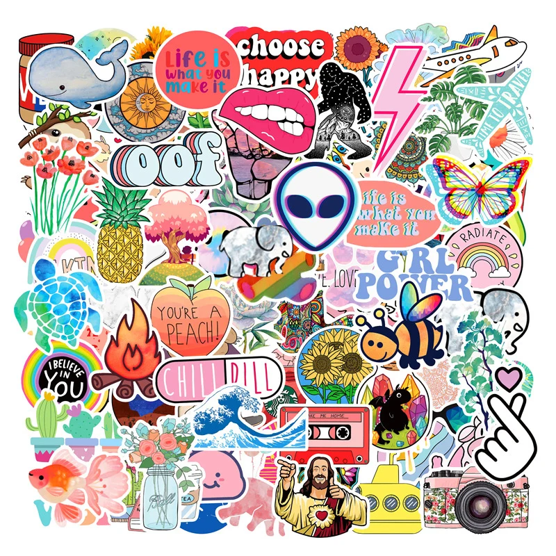 10/30/50/100PCS Cute Cartoon INS Style Vsco Girl Stickers Laptop Moto Skateboard Luggage Notebook Laptop Toy Sticker for Kids