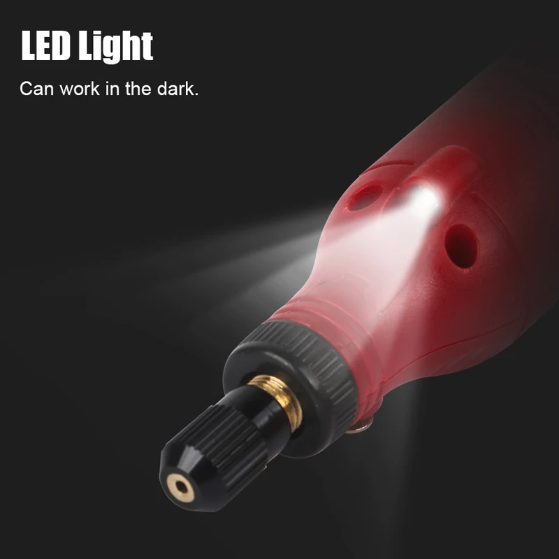 USB Wireless Engraving Pen Rechargeable Mini Cordless Drill Pen With LED 5 Speed Rotary Tool Dremel Grinding Accessories Set