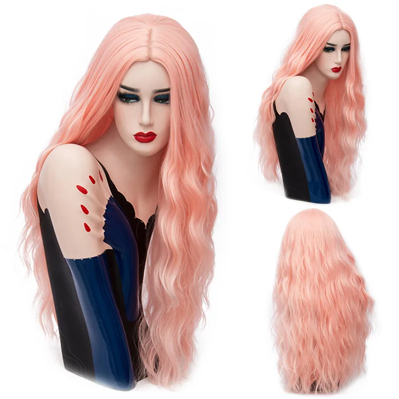 MSIWIGS Long Pink Wavy Wig Cosplay
