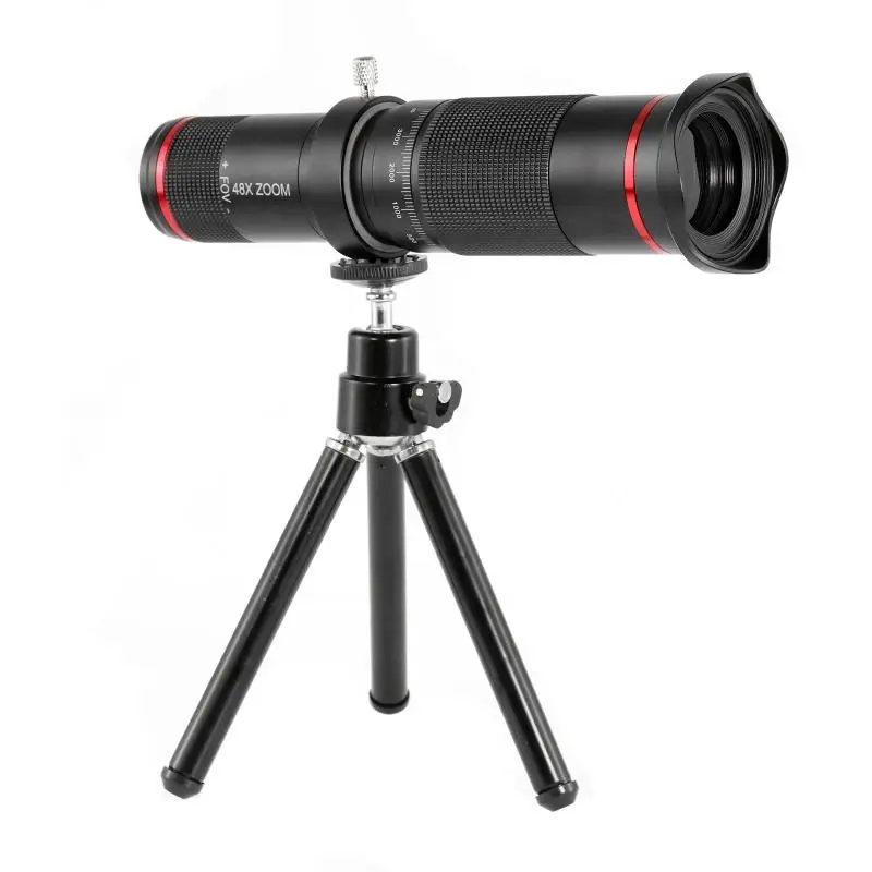 48X Telescope With Mobile Phone Metal Clip Double Focus Remote Photography High-Definition External Camera Camping Monocular