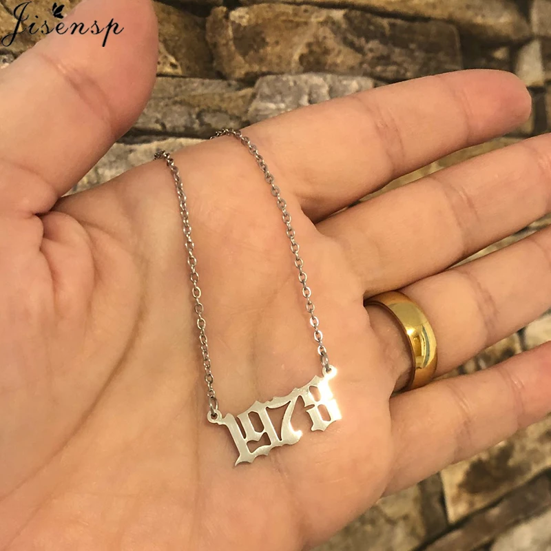 Girl Birth Year Necklace 1980-2024 Arab Number Pendant Necklaces for Women Birthday Gift Link Chain Friendship Jewelry Collares