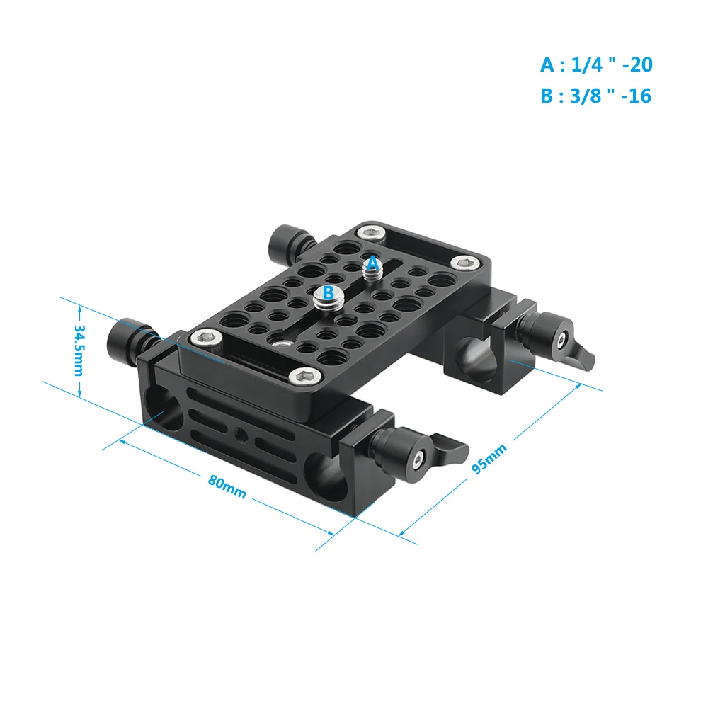 Piastra per formaggio inferiore CAMVATE con doppio supporto per asta LWS da 15mm per DSLR supporto per asta per gabbia per fotocamera DSLR C2578