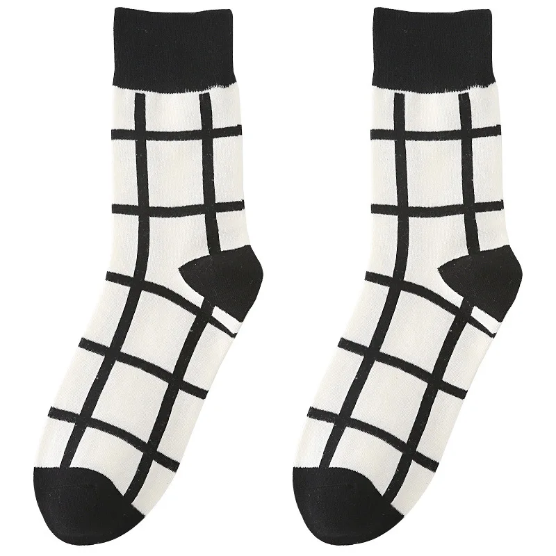 Striped Plaid Socken Mann Business Stil Flut Mode Streetwear England Retro Wind Baumwolle Lange Socketing Mann Herbst Winter Neue