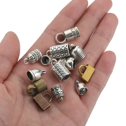 10-20Pcs Round End Caps Tassel Metal Caps With 2mm Loop For Round Leather Cord Bracelet Necklace DIY Jewelry Making Supplies