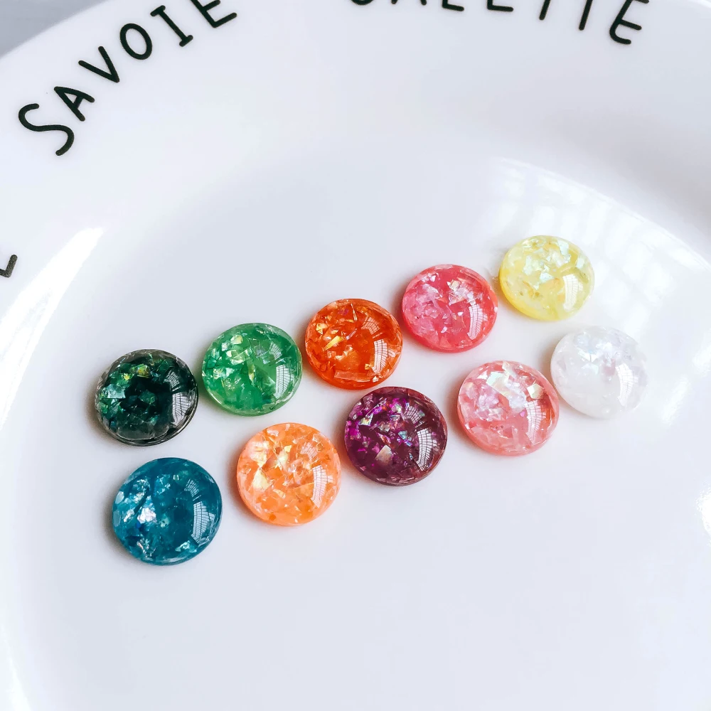 10mm 12mm Mixed Colors Resin Glass Cabochon Stone Fit Earring Pendant Base Jewelry Components Diy Material 80pcs