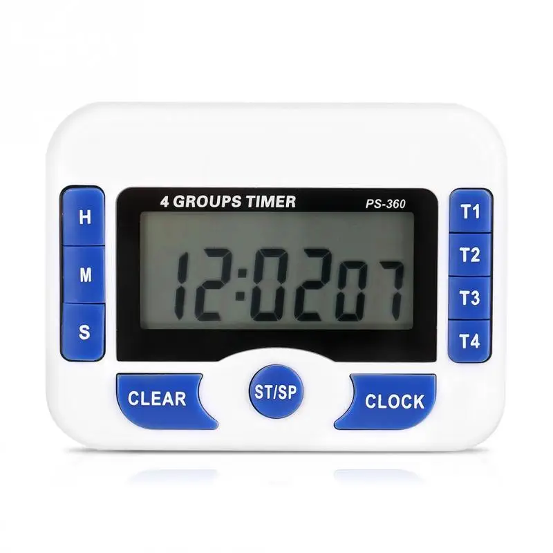 Multifunction 4 Group Display LCD Digital Kitchen Timer Countdown Alarm Clock With Stand Kitchen Timer Cooking Timer Alarm Clock