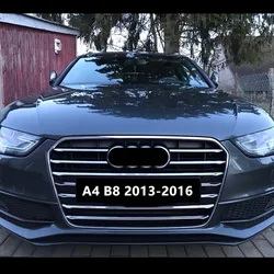 11pcs Stainless Steel Car Front Grill Grille Decorative Cover Trim Strips For Audi A4 B8 2013-2016 Car Styling Decals