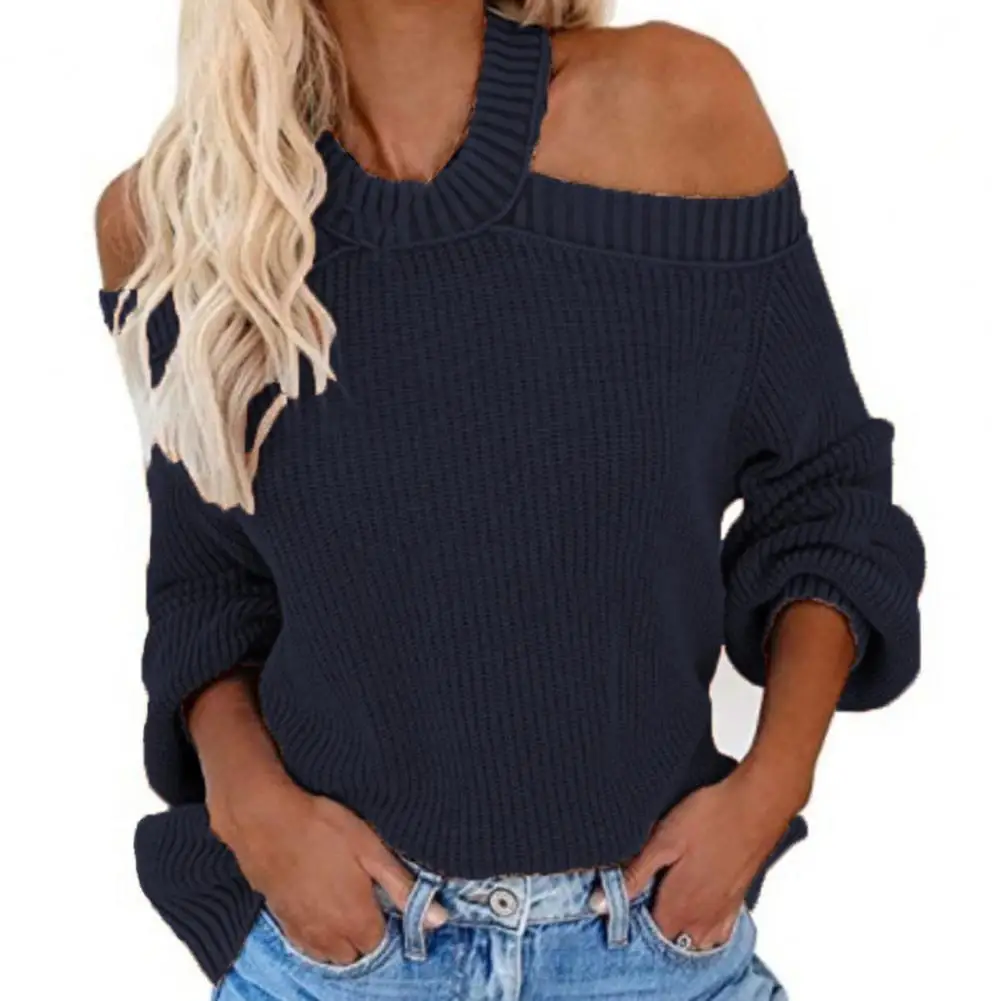 Women Sexy Knitted Jumpers Pullovers Knitwear Open Shoulder Backless Cross Hanging Neck O Neck Sweater for Daily Wear  Pullovers