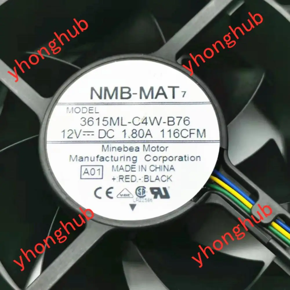 Imagem -03 - Nmb-mat 3615ml-c4w-b76 A01 dc 12v 1.80a 90x90x38 mm Ventilador de Refrigeração do Servidor de Fios