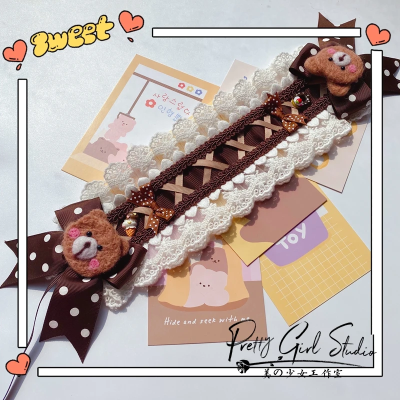 Chocolate Brown Sweet Lolita KC Headband Side Clip Band Bear Tiramisu Wine Heart Cocoa Hairpin Top Hat Cosplay Hair Accessories