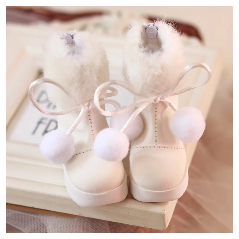 1/4 1/3 BJD shoes white color doll snow boots with white balls for 1/4 BJD shoes 1/3 SD BJD doll accessories doll shoes