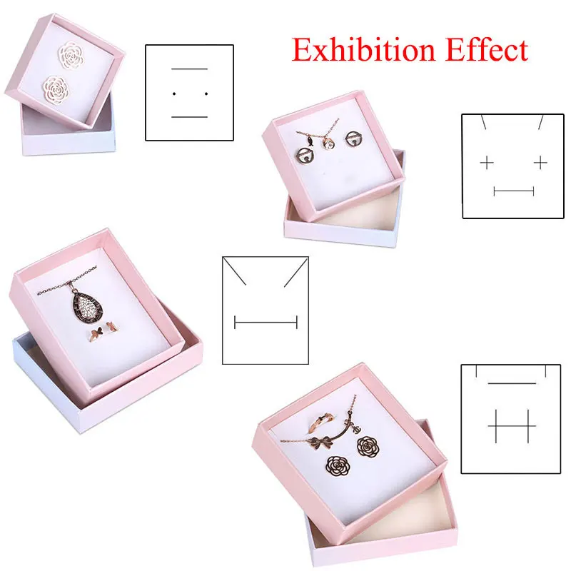 Gradient Pink Paper Jewelry Box Bracelet Necklace Ring Earring Box Handmde Kraft Wedding Gifts Packaging Box Jewelry Accessories