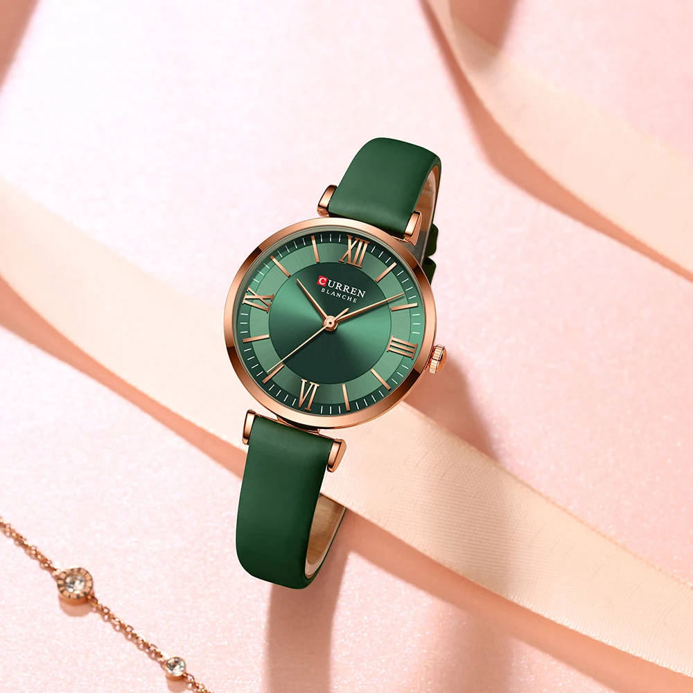 CURREN-relojes de cuarzo y cuero para mujer, a la moda cronógrafo clásico, novedad