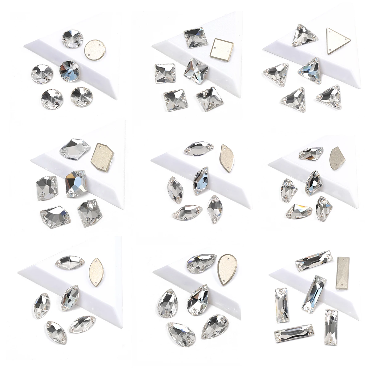 YANRUO All Shape Clearly Crystal Chamfer Flatback Rhinestones DIY Crystal Sewing Craft Glass Crystal For Wedding Dress