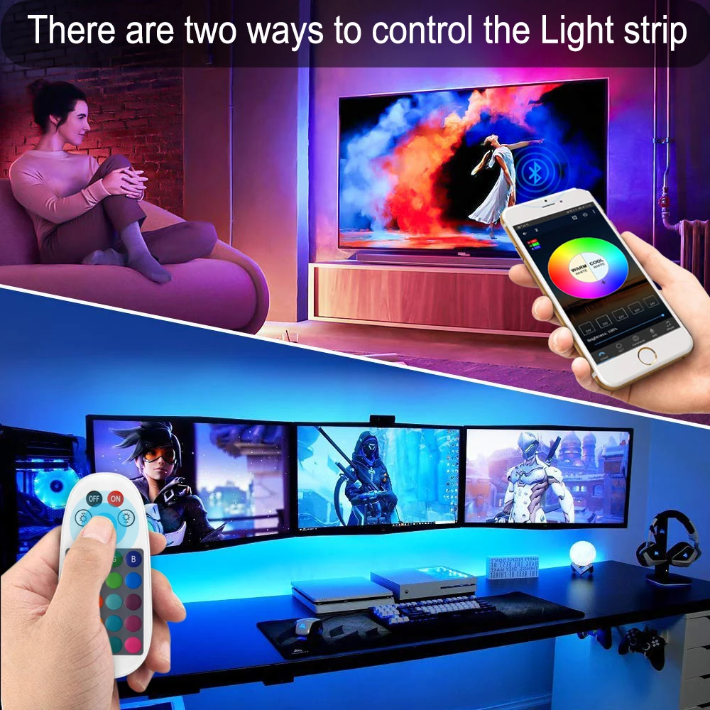 10 Meters Smart 5050 RGB LED Strip Light Set+Bluetooth Mesh APP Controller+Transformer for Alexa Assistant