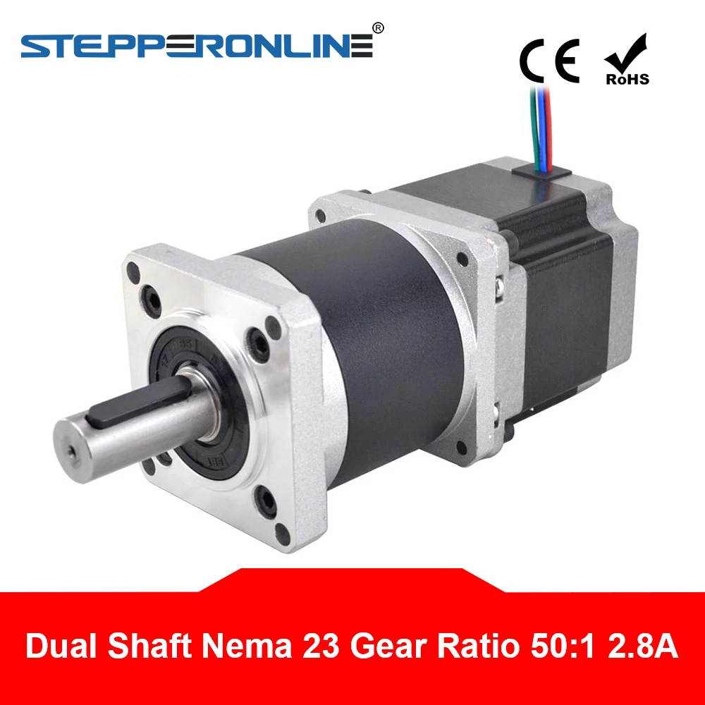 

Dual Shaft 50:1 High Precision Planetary Gearbox Nema 23 Stepper Motor L=56mm 4-lead 57 Motor 2.8A Extruder Gear Motor