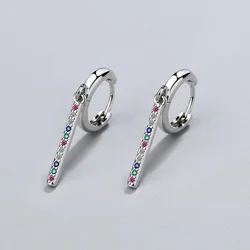 KOFSAC 2021 Sterling Silver 925 Earrings For Women Jewelry Zircon Colorful Geometric Long Earring Trendy Girl Party Accessories