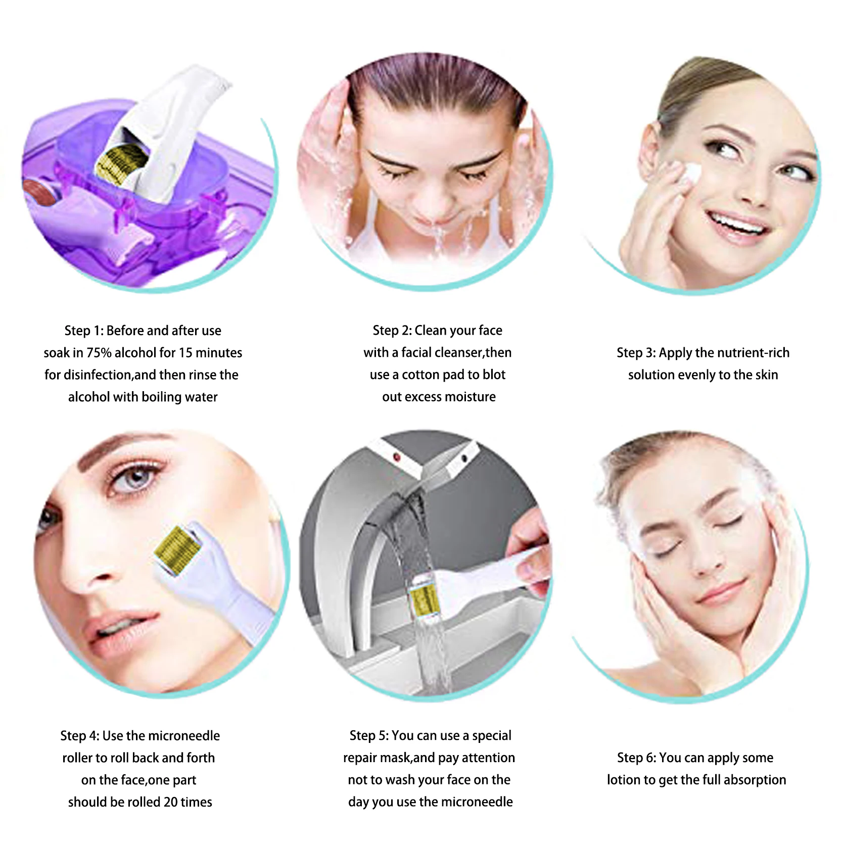 Derma Roller Microneedle 3 in 1 Kit Titanium Face Roller with 2 Replaceable Heads Exfoliation Microdermabrasion Skin Care Tool