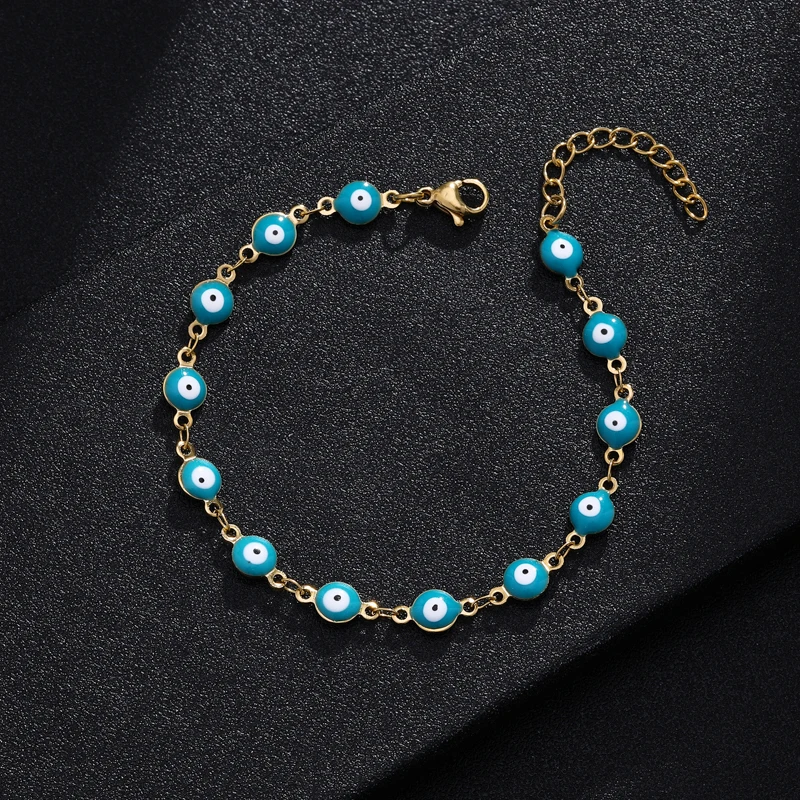 Braccialetto turco Lucky Evil Eye donna 11 stile occhi azzurri fascino femminile moda smalto perlina bracciale in acciaio inossidabile regalo