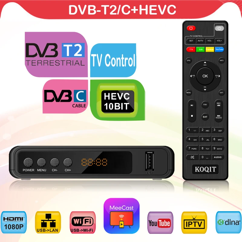 無料視聴キャラバンキャンピングカー用デコーダーDVB-T2 TVチューナーDVB-T2カーチューナーデジタルTV受信機DVB-C H.265 HEVC TV受信機