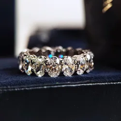 Luxury Oval cut Moissanite Diamond Ring 100% Original 925 sterling silver Engagement Wedding band Rings for Women Bridal Jewelry