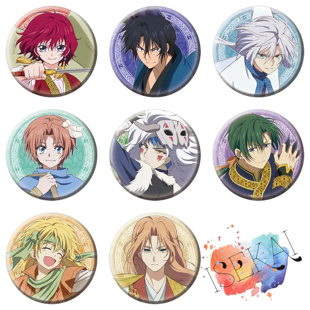 Insignia de Anime Akatsuki No Yona, Yona, Son Haku, Kijia, Yun, Shina, Jieha, Zeno, Suuon, Yona del amanecer, broche de Metal, alfileres
