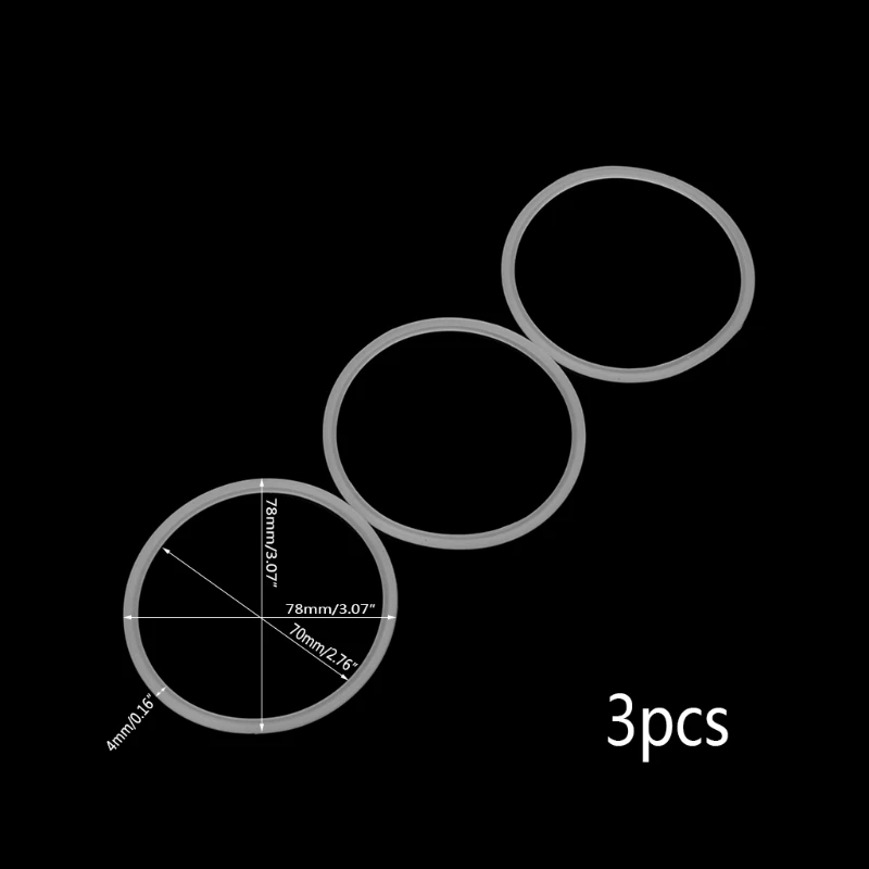 Juntas de substituição em forma de o 7.8cm 3 pçs, juntas em forma de o, peça do anel de vedação para liquidificador, espremedor, dropship