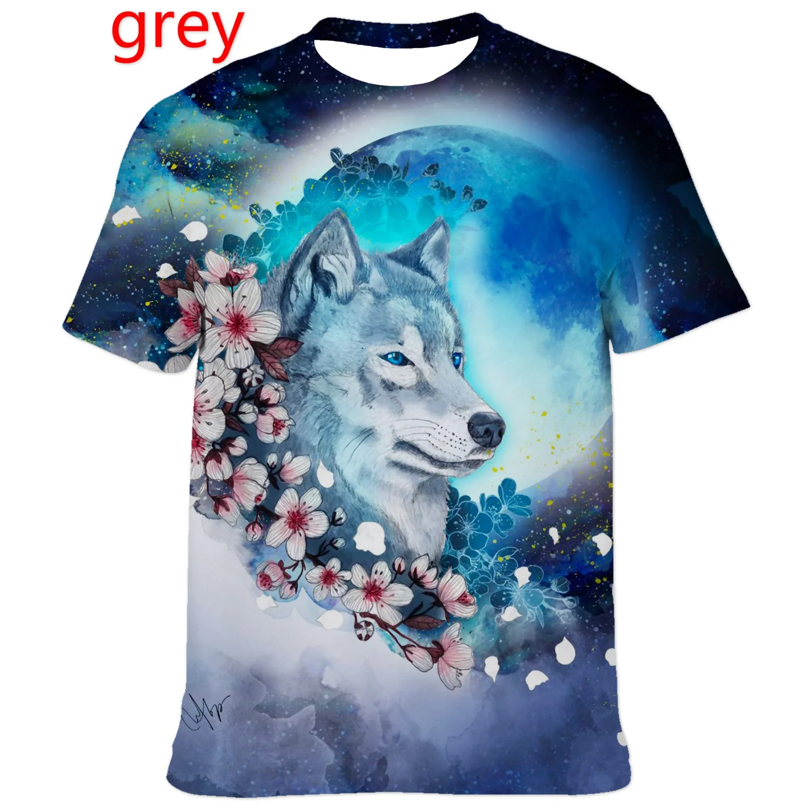 Fashion Short Sleeve 3D Wolf Printed T Shirts for Men/women Personality Cool Printing Tee Funny Animal T-shirt