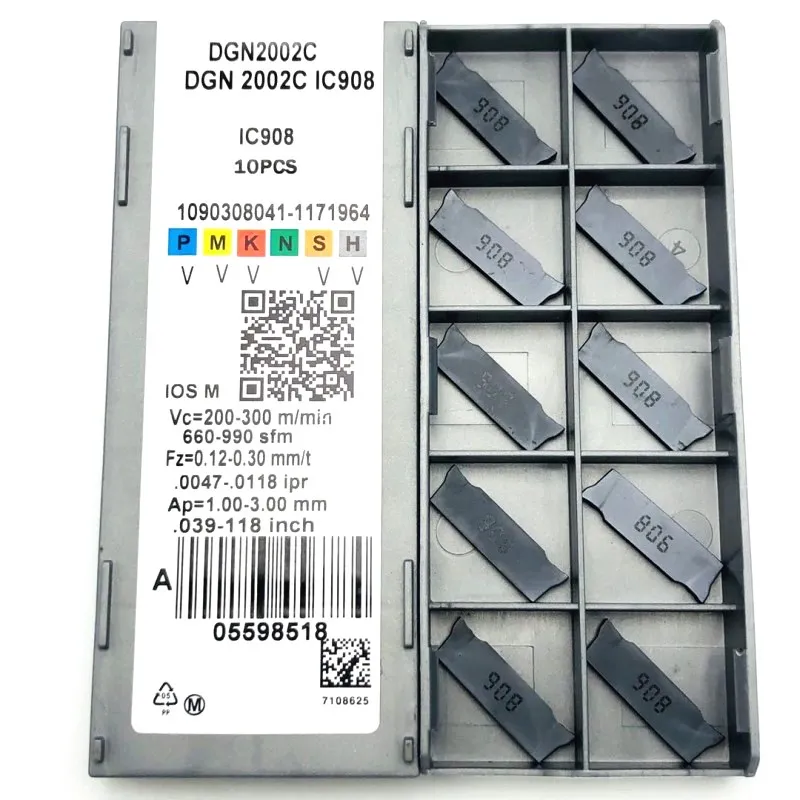 Твердосплавные режущие пластины DGN2002C DGN3003C IC908, высококачественные режущие инструменты, токарные вставки с ЧПУ, 2 мм, 3 мм, канавочные инструменты