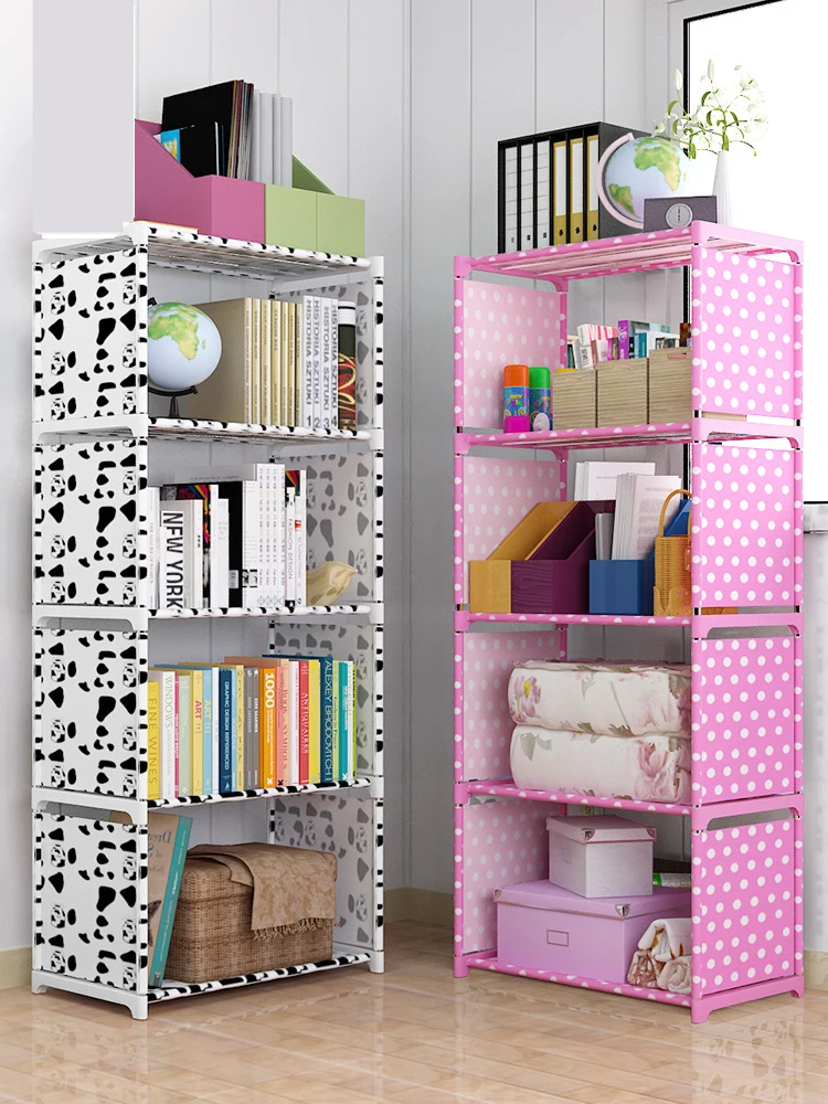 Fashion Multilayer Simple Non-Woven Bookshelves Dormitory Bedroom Storage Shelves Bookcase Children's Assembly Bookcase