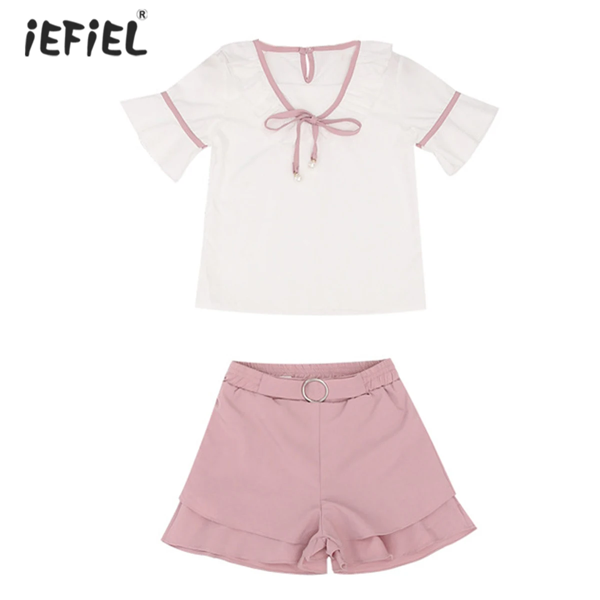 

Summer 2021 New Girls Clothes Set Fashion Kids Chiffon Tops And Shorts Outfits Children Teenage Girls Clothing Casual Tracksuit