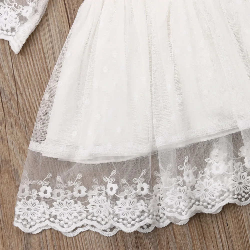 Lovely Kids Baby Girls Dress Bridesmaid Princess Dresses Knee-Length Party Lace Bow Wedding Princess Dresses