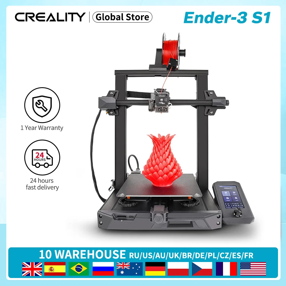 

CREALITY Ender-3 S1 3D Printer Direct Dual-Gear Extruder Dual Z-Axis 32Bit Silent High-Precision CR Touch Auto Bed Leveling