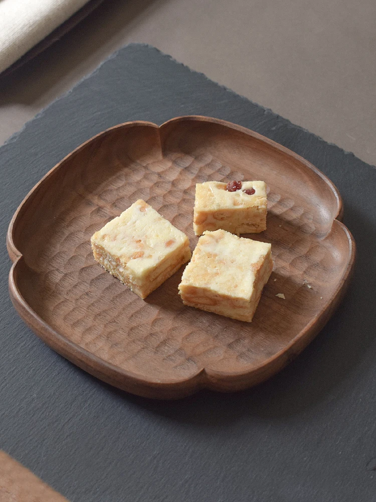 

Square Plate Handmade Whole Wooden Household Snack Small Dish Ins Pot With Black Walnut Saucer Serving Tray