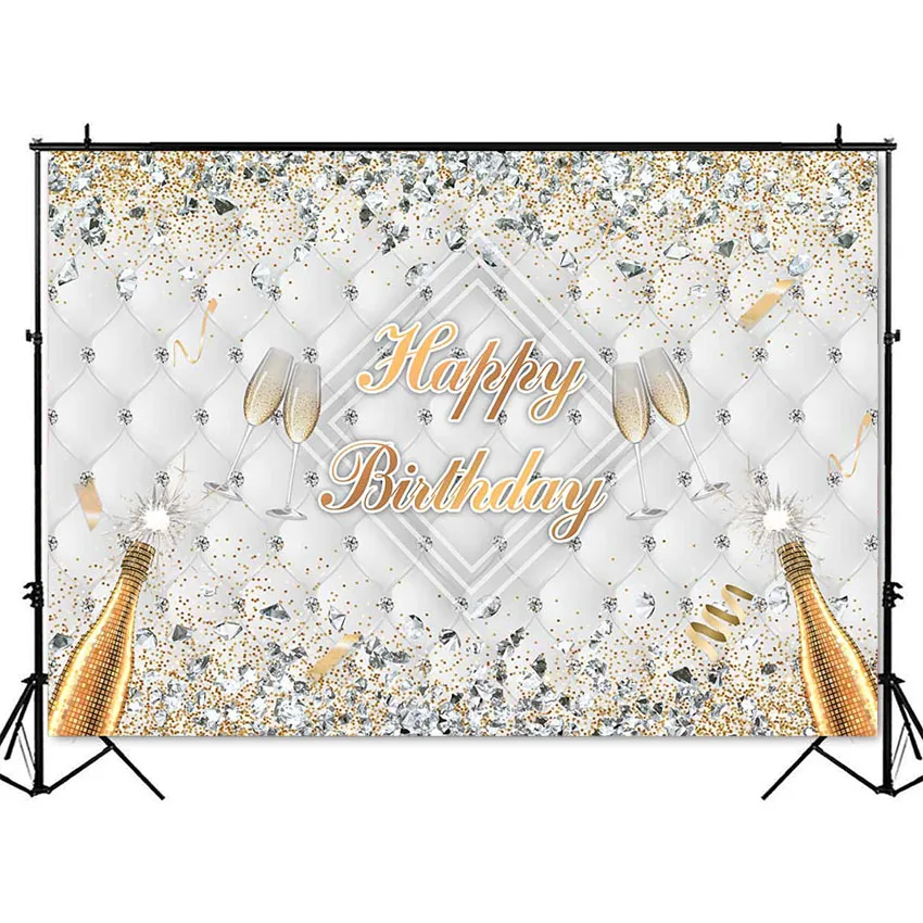عيد ميلاد سعيد الكبار حزب الديكور خلفية بريق لامعة الماس الشمبانيا النساء عيد ميلاد صورة خلفية راية ديكور