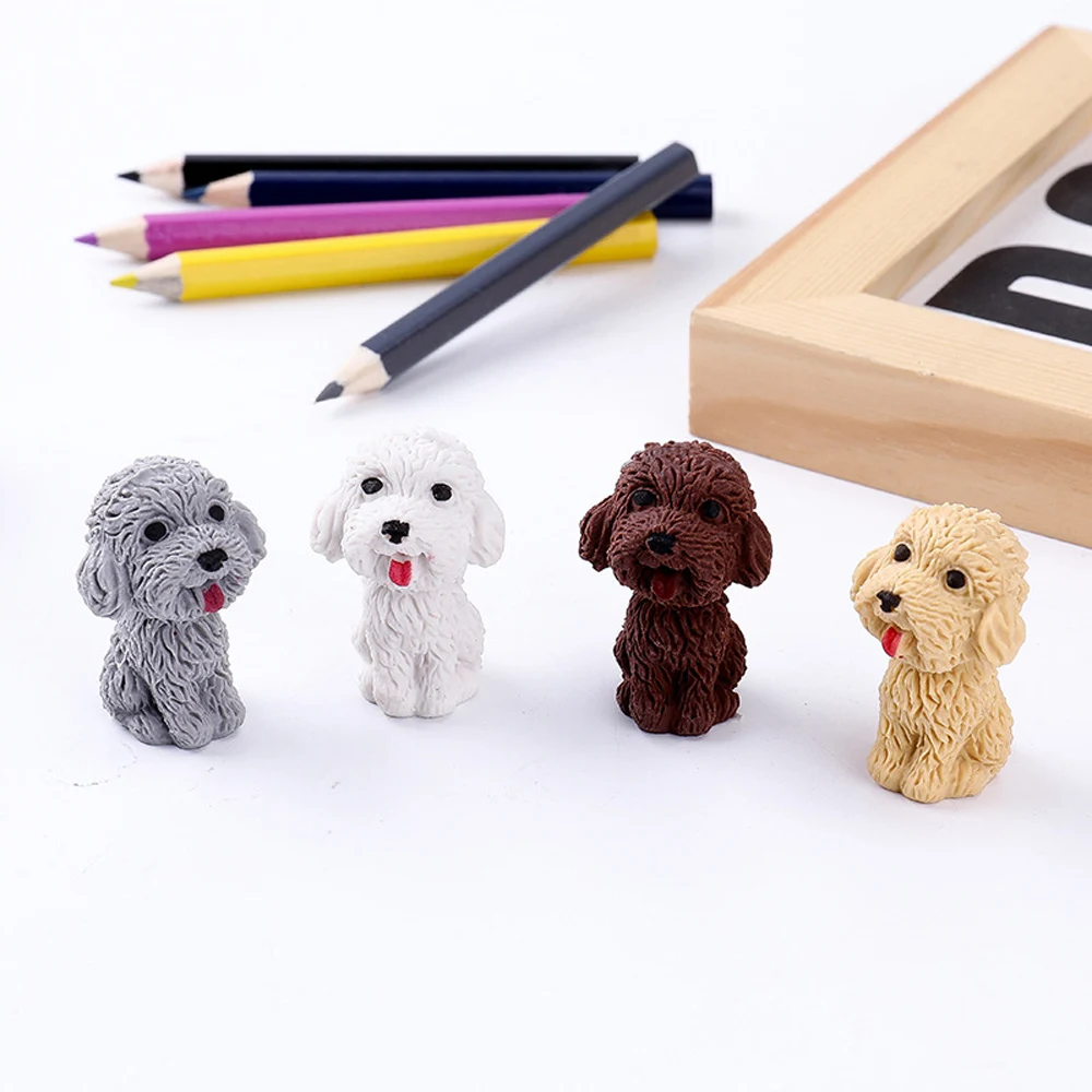 4 pezzi carino stile cucciolo gomma da cancellare novità in gomma regalo per bambini carino cancelleria materiale scolastico