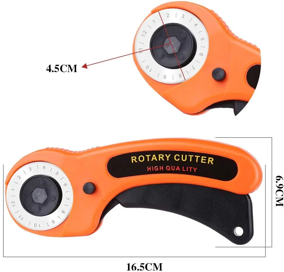 Leather Craft 45mm Rotary Cutter Leather Cutting Tool Fabric Cutter Circular Blade DIY Patchwork Sewing Quilting Fit Olfa Cut