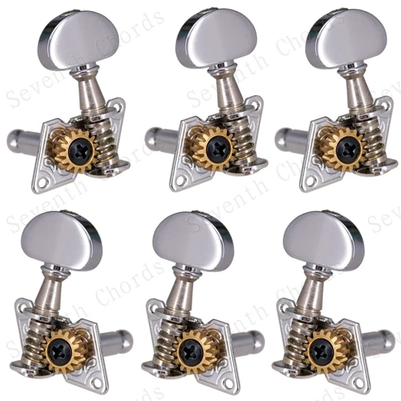 EIN Set 6pc Kleine Halbkreis Tasten Open Gear Inline Gitarre String Mechaniken Tuning Pegs Tasten Mechaniken Gitarre Zubehör teile – Detail 8