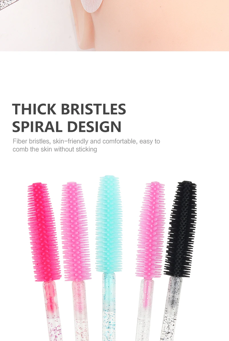 50 Stück Silikon Kristall Mascara Wands Applikator Einweg Diamant Wimpern Pinsel Kamm für Frauen Schönheit Make-up Pinsel Werkzeuge – Detail 7