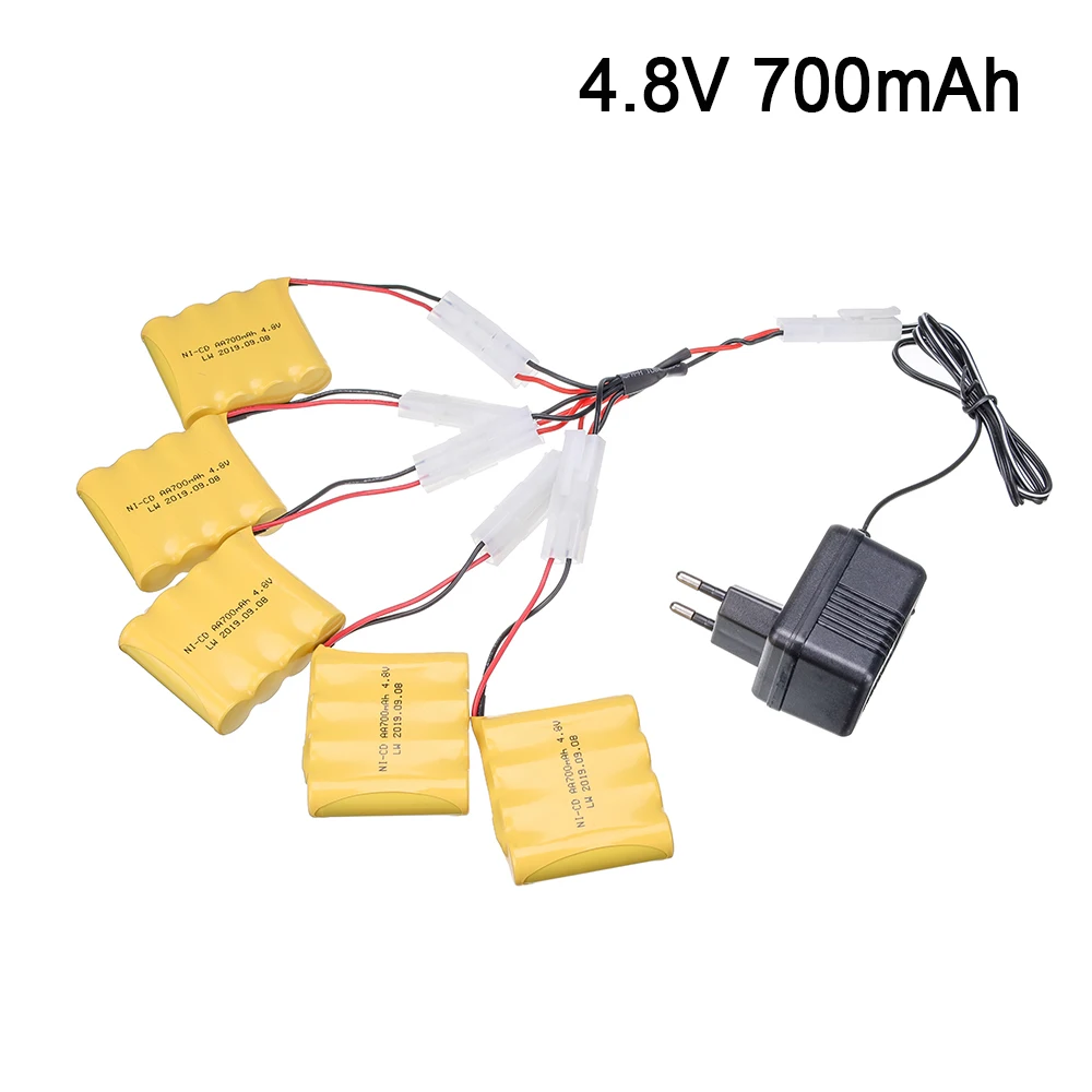 4.8v 700mah Battery And Charger Set For RC Toys Electric Car 4.8v nicd ni-cd Rechargeable Batteries Pack RC Boat Model Car Toy