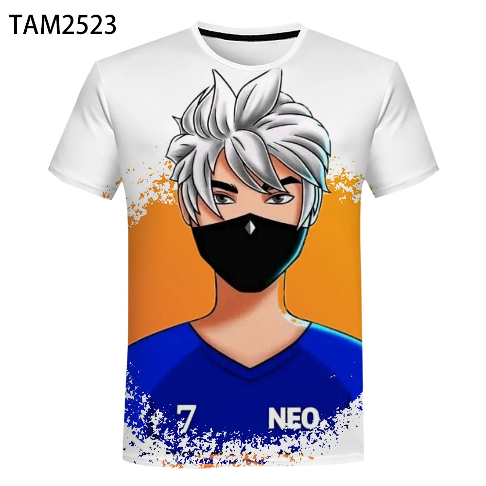 Camiseta deportiva de manga corta con estampado 3D para hombre y mujer, camisa de manga corta con cuello redondo, juego de disparos de fuego libre