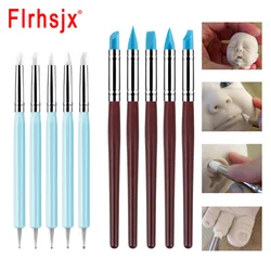 5pcs/set Nail Art Pottery Clay Tools DIY Carving Sculpture Sculpting Tools Cake Oils Engraving Rubber Craft Pen Brush