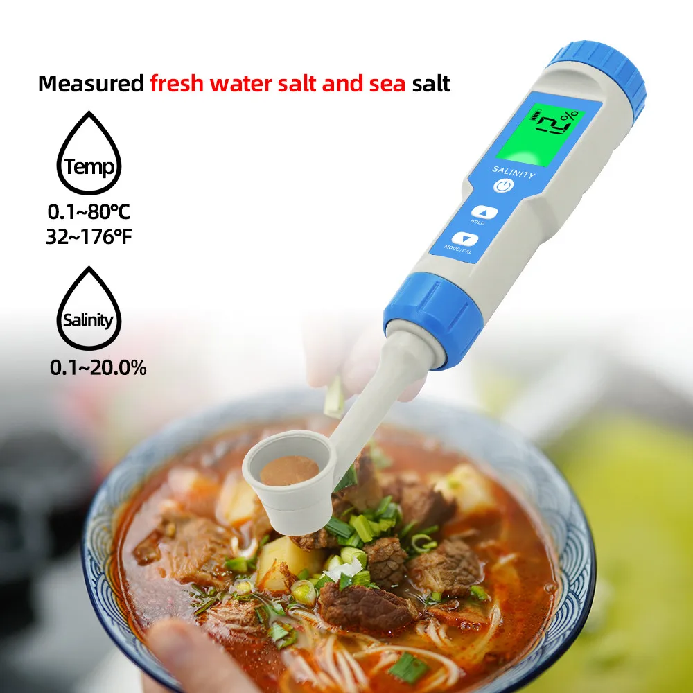 S-200 IP67 Waterproof Salinity Meter High-precision Salt Concentration Meter for Kitchen, Catering, Food Measuring Tools