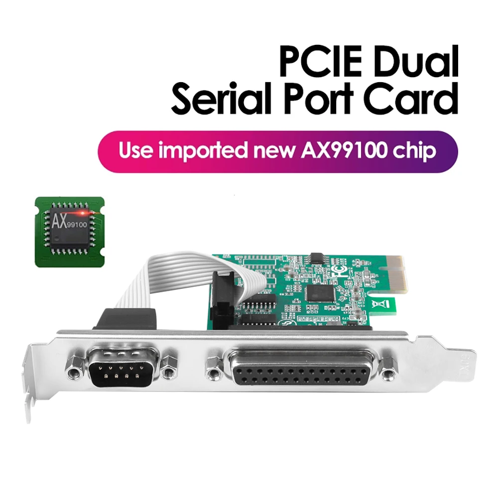 Adaptador de puerto paralelo para impresora, convertidor ASIX AX99100 TXB102 LPT a PCI-E PCI Express, puerto serie COM y DB25
